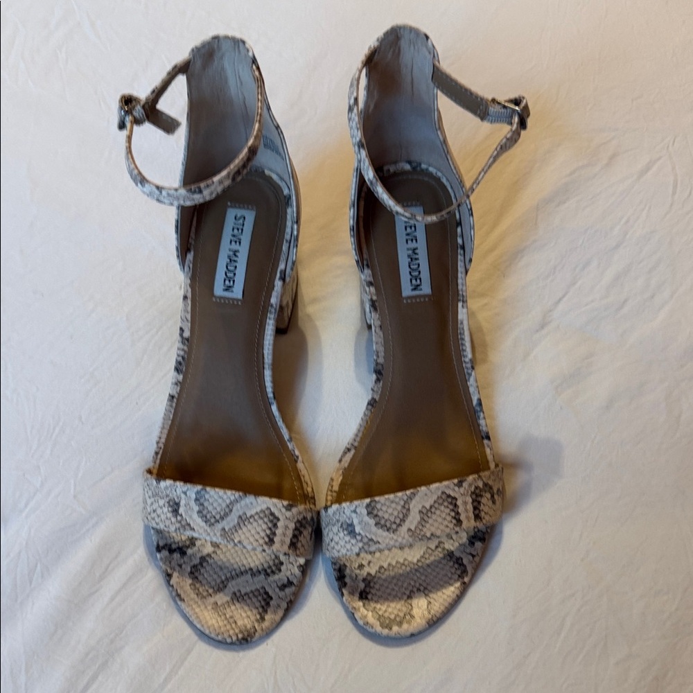 Steve Madden Snakeskin Pattern Heels - Cream and Gray